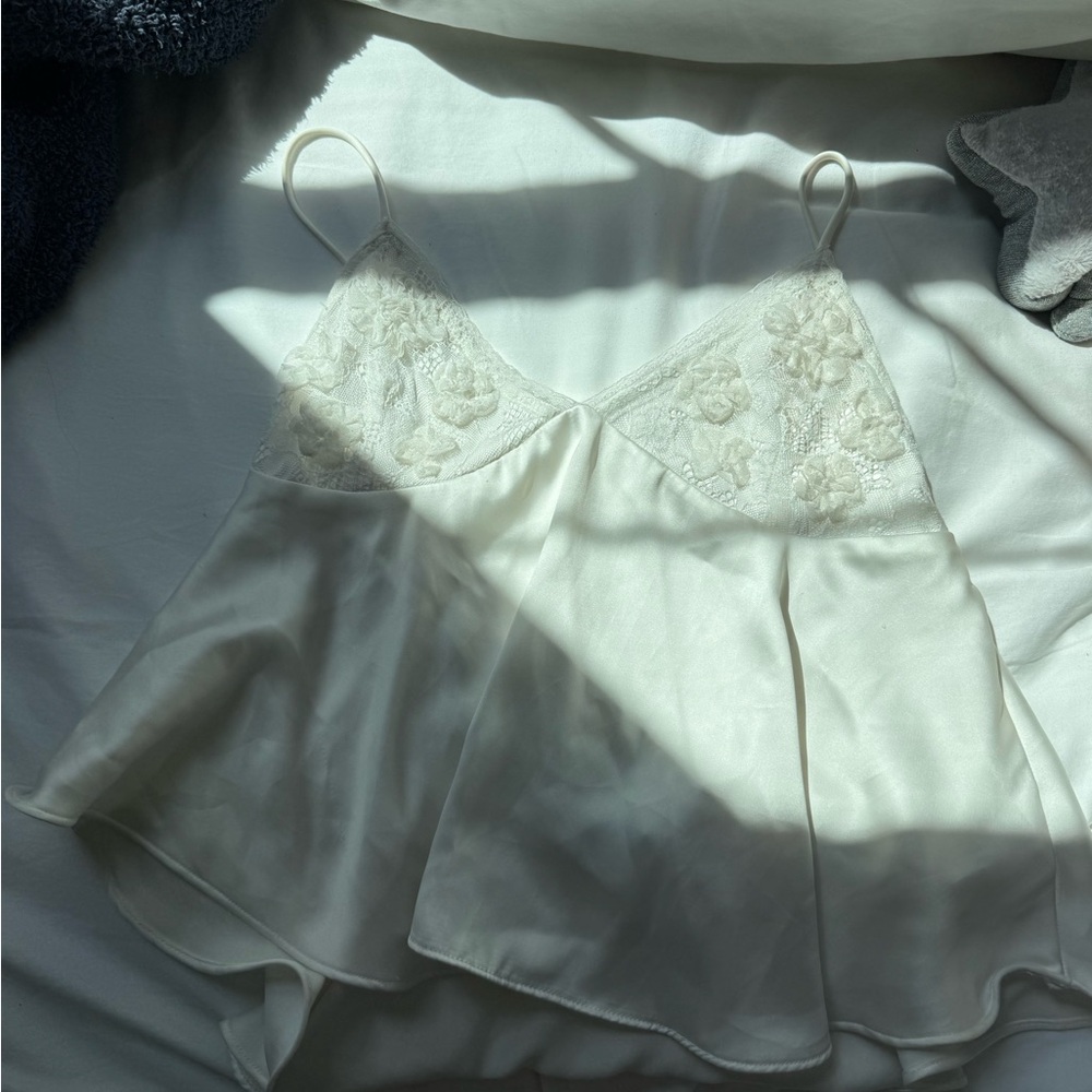 Zara White Satin-Look Slip Dress